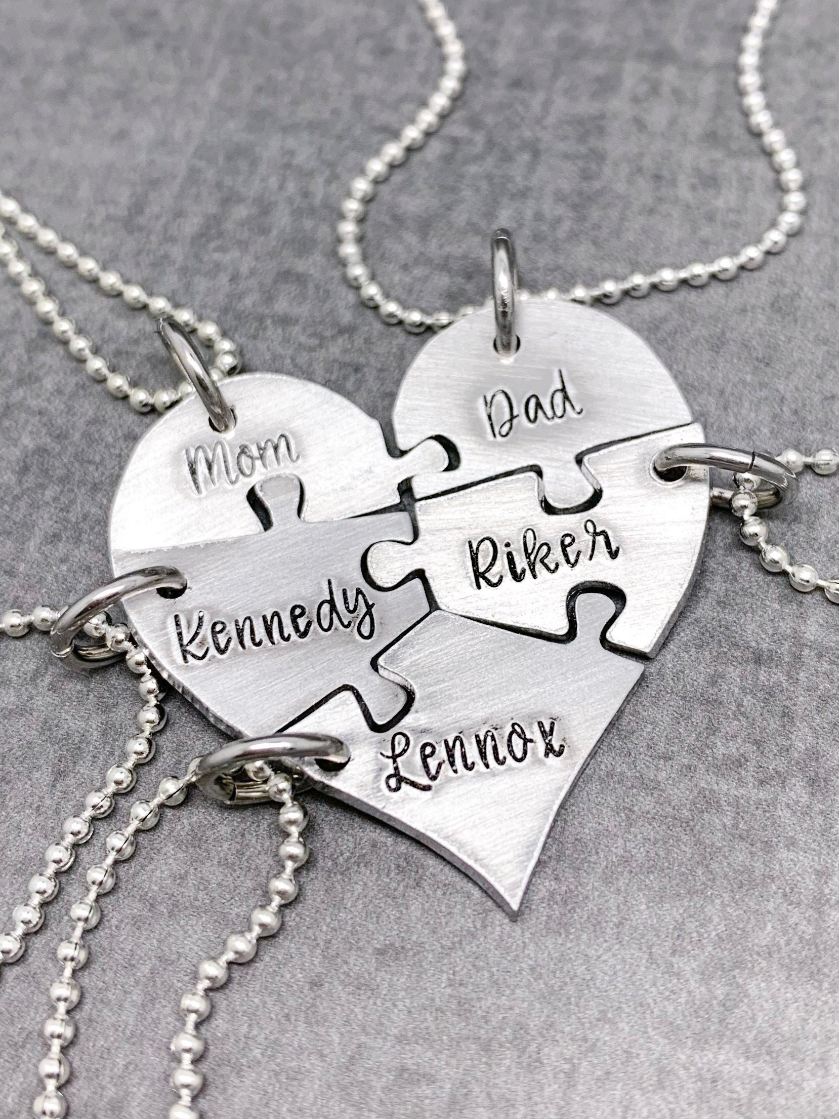 5 piece heart puzzle necklace 5 puzzle piece necklace set Etsy