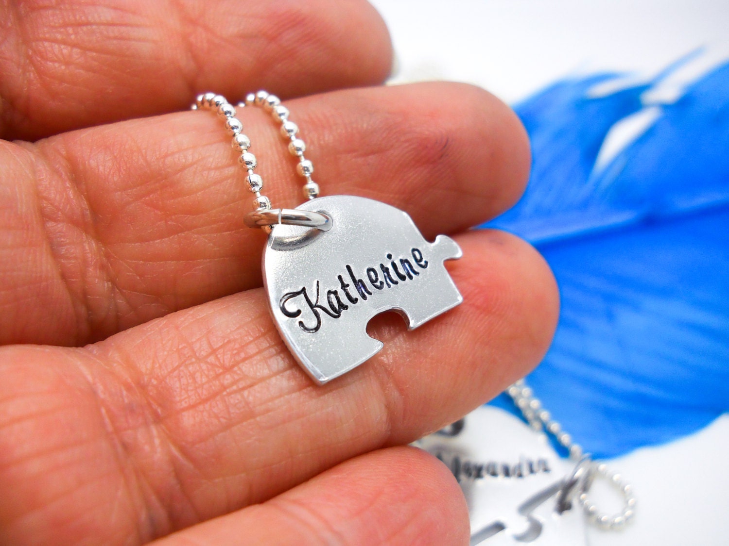 Heart Puzzle Piece Necklace 4 Piece Puzzle Piece Necklace Etsy