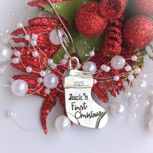 Baby&#39;s first Christmas ornament, Christmas stocking ornament, Personalized Christmas ornament, Custom kids name ornament