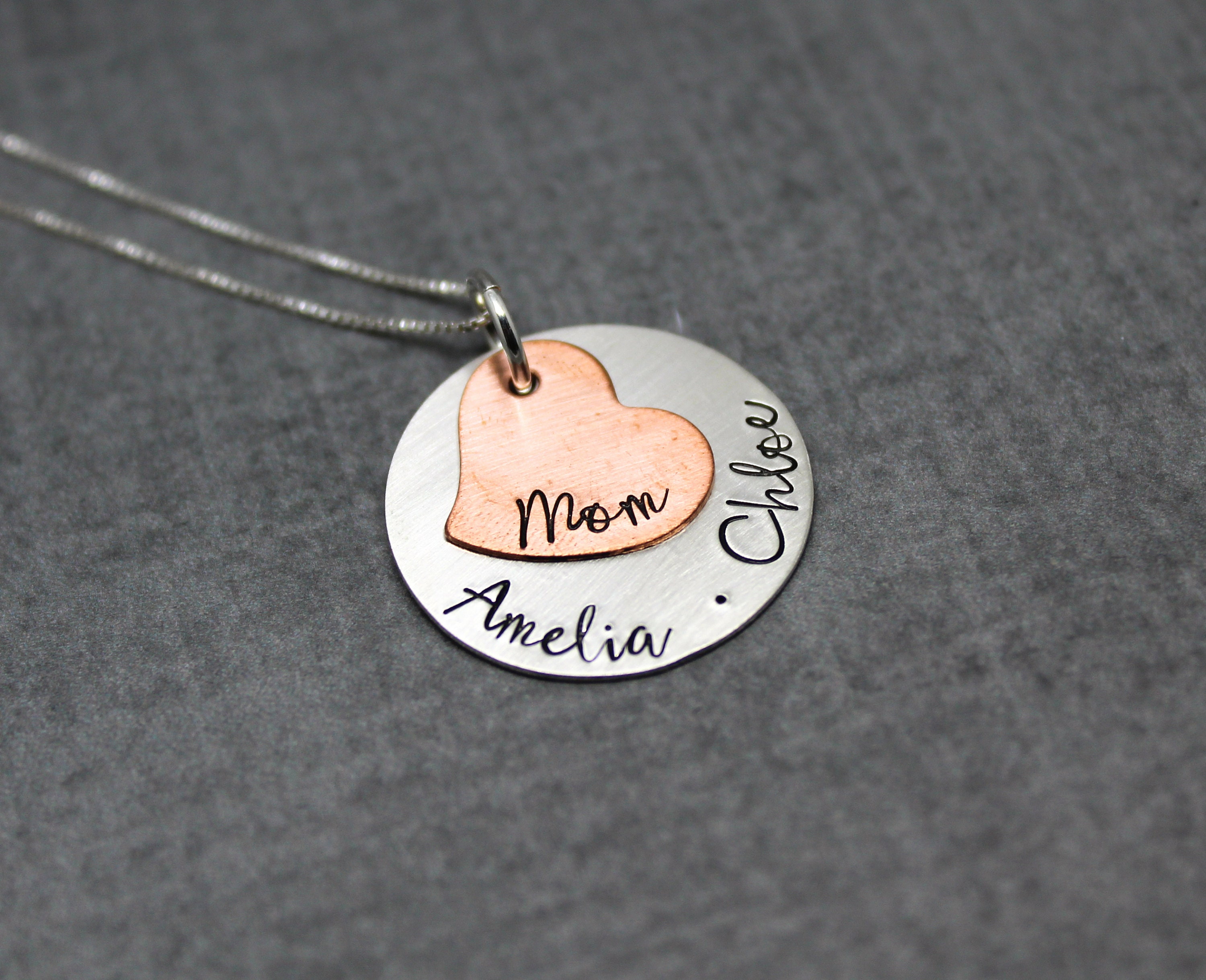 Personalized Mothers Necklace With Kids Names Sterling Silver Etsy