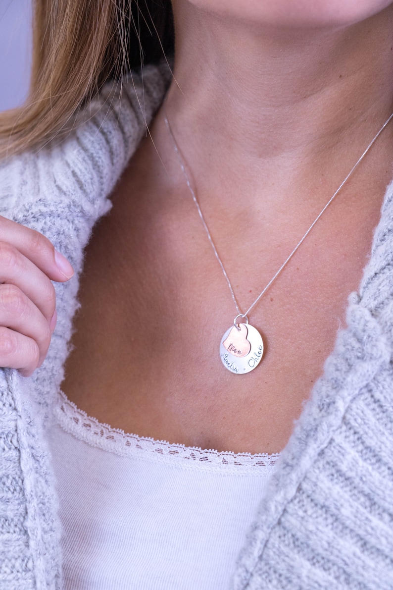 Personalized Mothers Necklace With Kids Names Sterling Silver Etsy