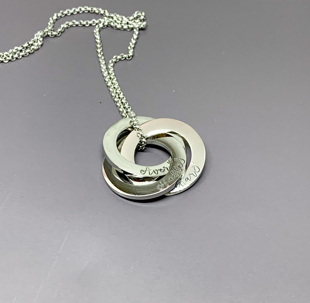 Russian Ring Necklace Circle Name Necklace Personalized - Etsy