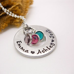Personalized Family Necklace, Mothers necklace with kids names birthstones, name necklace, custom mom jewelry, Mother&#39;s Day gift for mom,