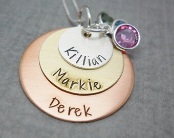 Personalized Family Necklace, Custom Name Necklace, Mother's Day Gift, Personalized Birthstone Jewelry, For Mom, For Mother or Grandmother,