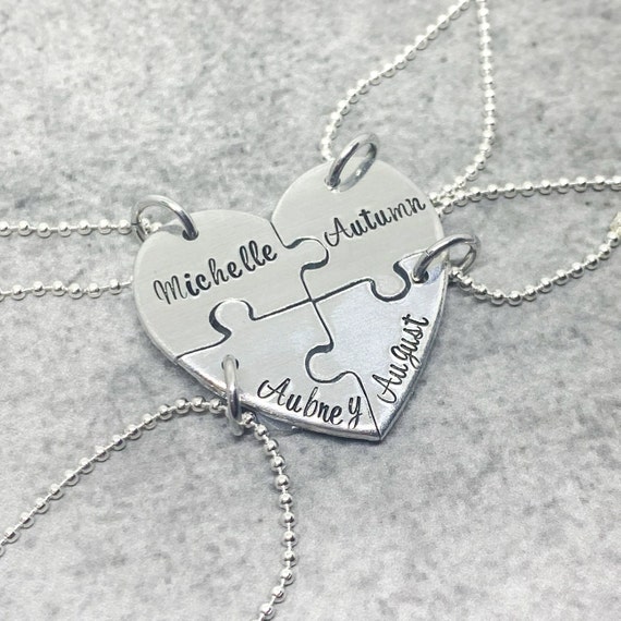 Fnixtar Puzzle Necklace Stainless Steel Jigsaw Geometric DIY Personalize  Name Love Friendship Jewelry Neckllaces 5piece/lot