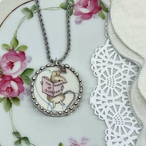 Broken China Dish Peter Rabbit Beatrix Potter Pendant Necklace stainless steel 18&quot; chain