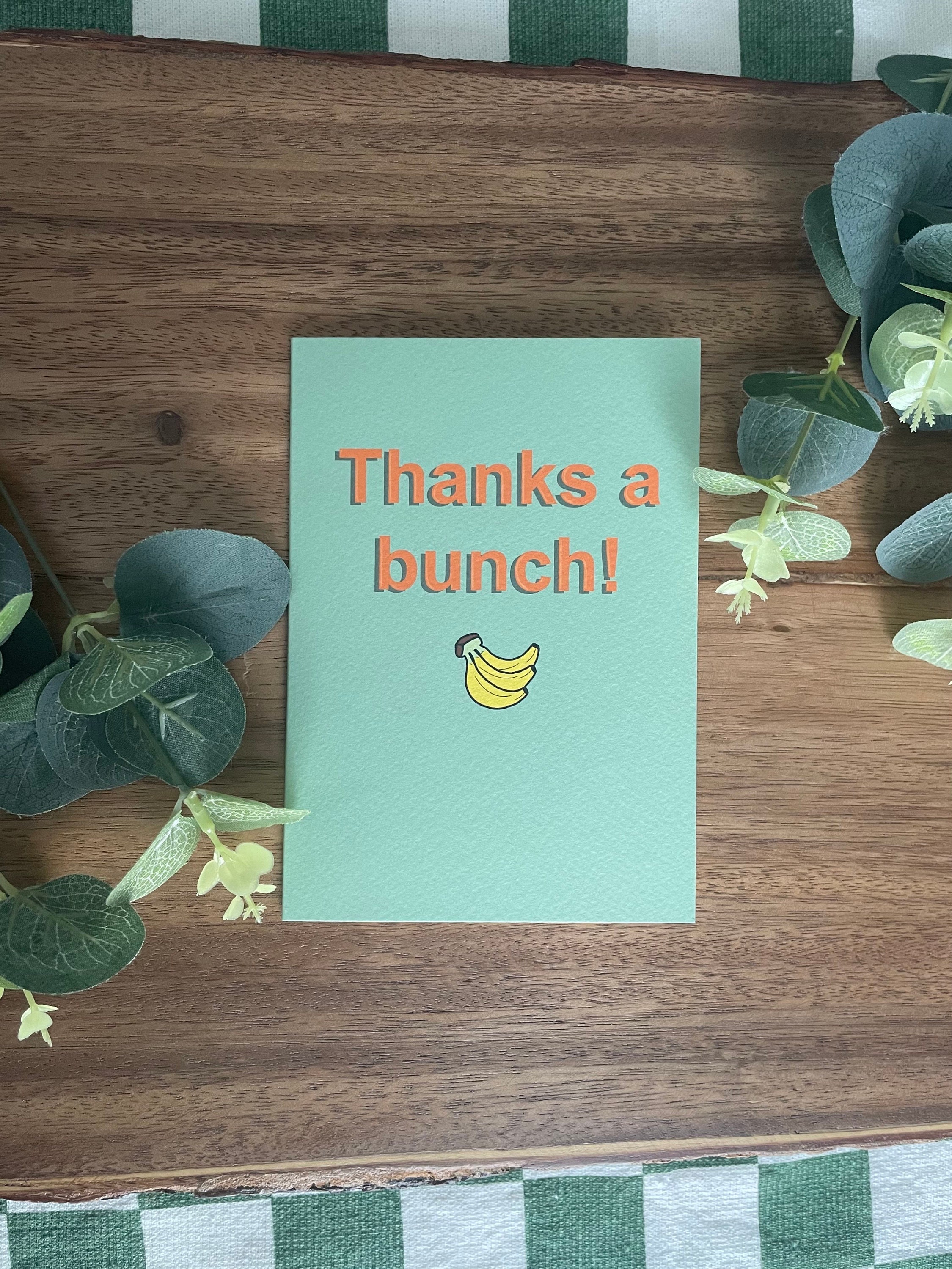 Thanks A Bunch Card Cute Thank You Gift Bananas Card Thank You Card for ...
