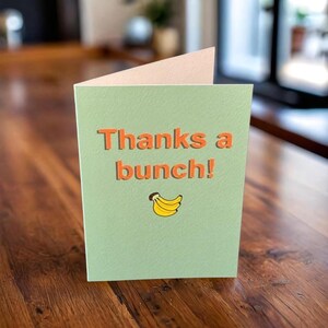 Thanks A Bunch Card | Leuk bedankje | Bananenkaart | Bedankkaart voor familie, vriend, leraar, werkgever, werknemer
