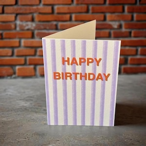 Happy Birthday Card | Striped Card | Cute Birthday Gift | Birthday Card for Her, Him, Daughter, Son