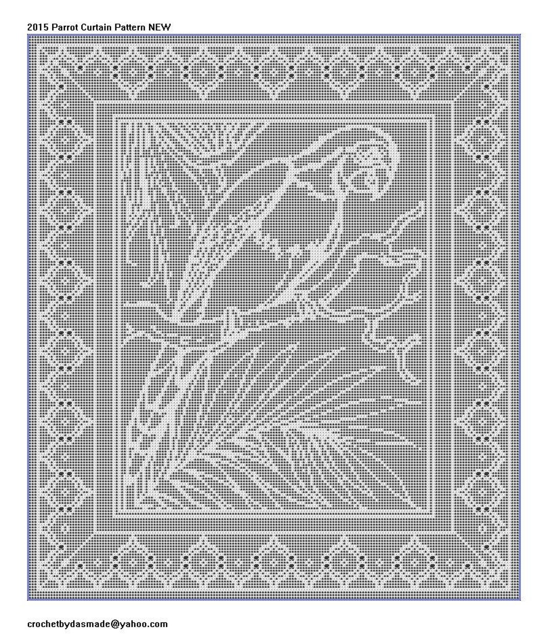 Parrot Filet Crochet Pattern Graph Curtain Afghan Bedspread - Etsy ...