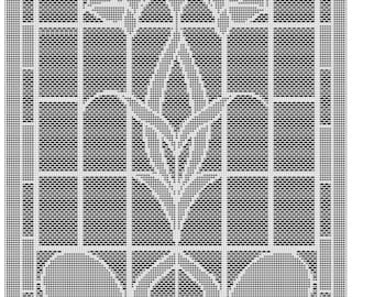 Artículo 279 Patrón de crochet de filete de vitral para afgano, colcha, mantel, mantel de mesa, cortina. Descarga digital en PDF