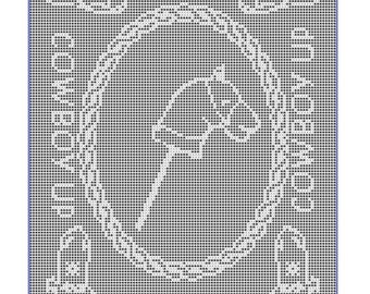 Artículo 2026 Patrón de manta de bebé tejida a crochet con filete Cowboy Up para colgar en la pared, descarga digital en formato PDF