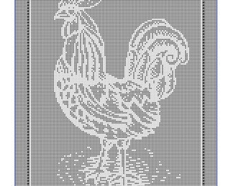 Patrón de descarga digital en PDF para mantel afgano, tapete de crochet, adorno de pared, filete de gallo 908