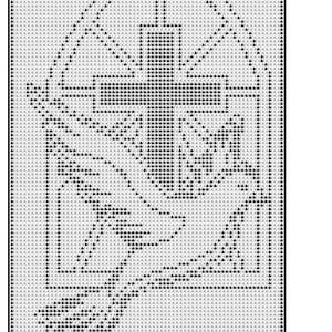 Cross with dove filet crochet doily wall hanging pattern 150