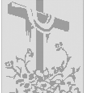 591 Cross of  Faith Easter filet crochet doily wall hanging mat pattern