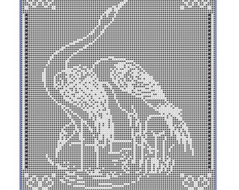 Patrón de afgano para colgar en la pared, con forma de pájaro, en crochet, con filetes de aves acuáticas, artículo 720