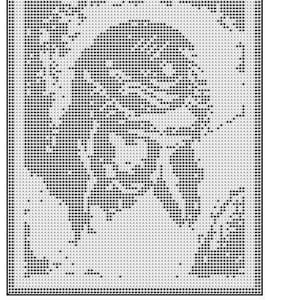 May include: A black and white pixelated image of Jesus, with the word "JESUS" at the top and "DASMADE" at the bottom.