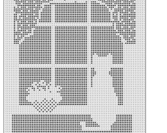 Filet Crochet Cat In the Window Pattern afghan doily 459