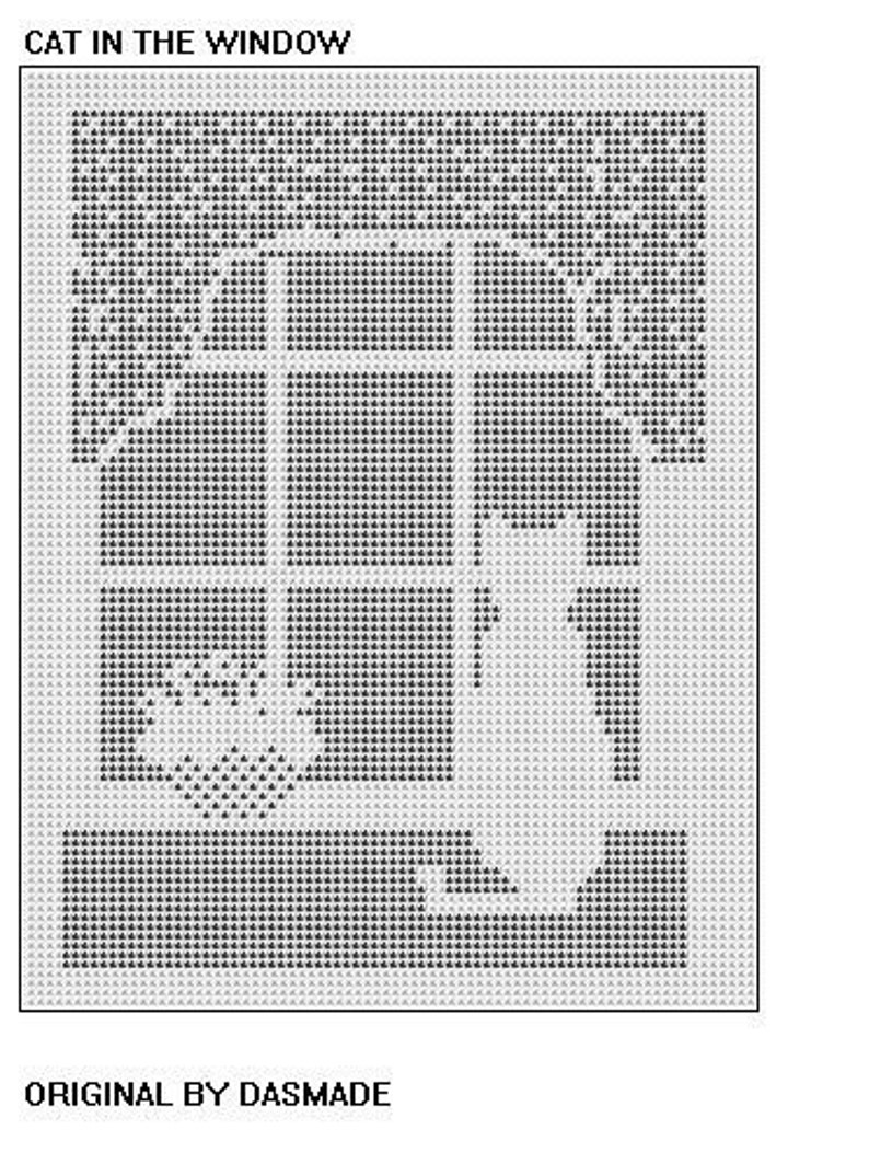 Filet Crochet Cat in the Window Pattern Afghan Doily 459 Etsy