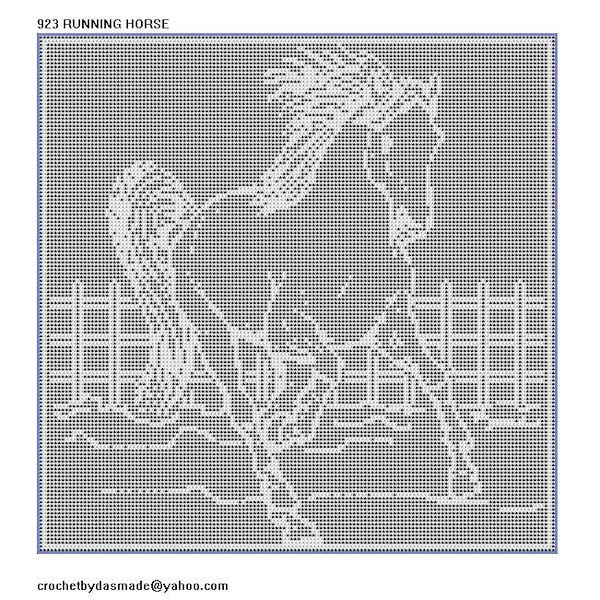 Article 923 Cheval courant filet crochet napperon afghan couvre-lit nappe rideau motif PDF téléchargement numérique