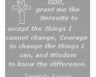 Serenity prayer with cross dove filet crochet pattern graph 197B