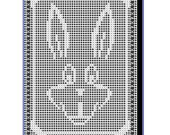 Item 2023 Bunny Face filet crochet doily wall hanging curtain afghan PDF digital download pattern