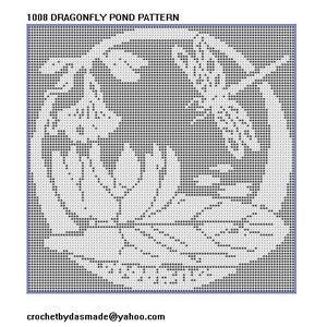 Item 1008 Dragonfly filet crochet pattern for afghan wall hanging curtain bedspread tablecloth PDF digital download