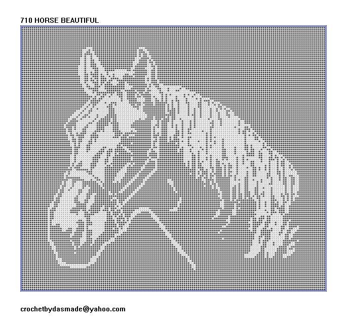 Horse Beautiful Filet Crochet Afghan Doily Wall Hanging Pattern Item