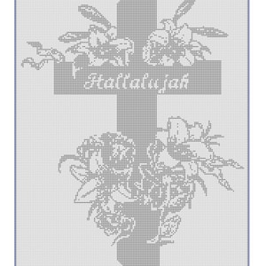 Item 801 Cross Hallalujah filet crochet wall hanging doily afghan bedspread tablecloth pattern PDF digital download