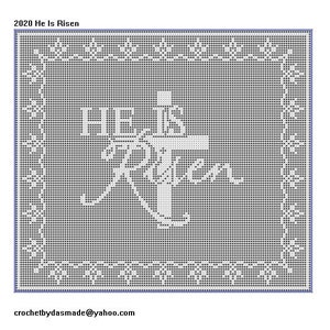 Item 2020 He is Risen filet crochet pattern tablecloth tablemat curtain afghan bedspread PDF digital download