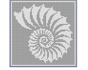 Patrón de crochet de filete para mantel de pared con forma de concha de mar 2019
