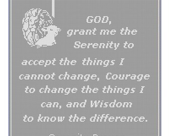 Lion lamb cross serenity prayer filet crochet pattern 197A