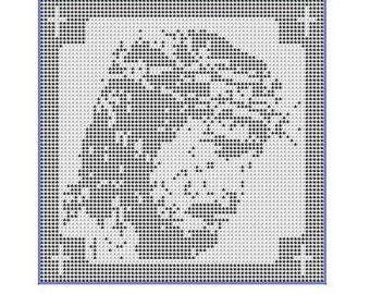 Artículo 445a Patrón de mantel de pared para colgar en la pared con diseño de Jesús, afgano, crochet, filete redimensionado, descarga instantánea en formato PDF