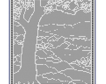 Artikel 928 Baum Szene Filet Häkeldeckchen afghanische Tagesdecke Tischdecke Wandbehang Anleitung PDF digitaler download