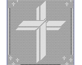 Cross filet crochet doily wall hanging afghan tablecloth table topper pattern Item 339