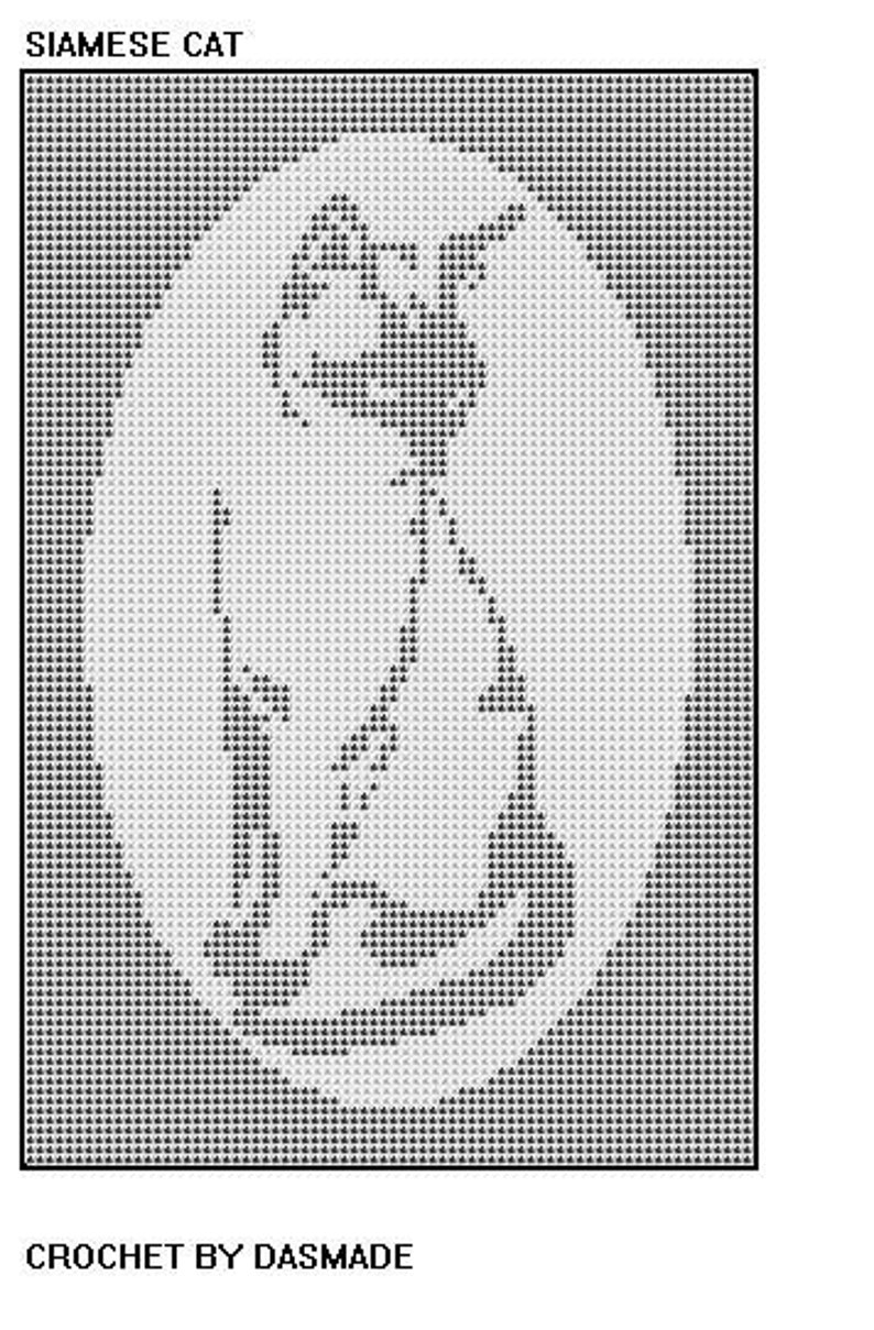 Siamese cat filet crochet afghan doily wall hanging pattern 15 image 1