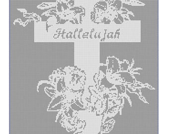 Artículo 801 Patrón de mantel y colcha afgana para colgar en la pared, con filete de crochet Hallalujah cruzado, descarga digital en PDF