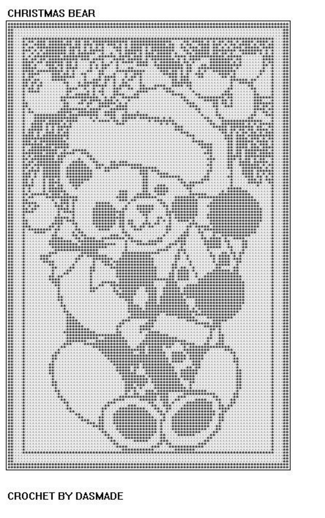 Christmas Bear Filet Crochet Doily Afghan Wall Hanging Table Mat ...