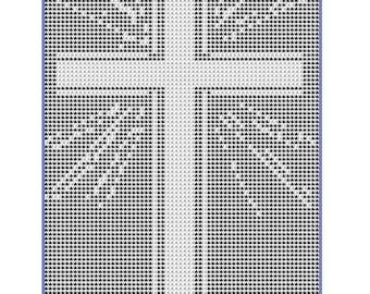 Artículo 805 Patrón de crochet de filete Golden Cross, tapete, cortina, colcha, mantel, descarga digital en PDF