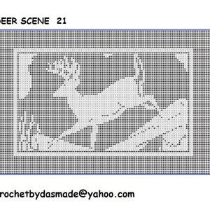 Deer scene filet crochet doily mat wall hanging pattern Item 21