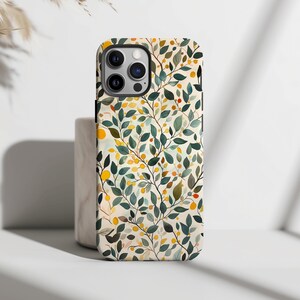Funda para teléfono con diseño de hojas verdes en acuarela - Compatible con iPhone 16, 15, 14 y 13, Samsung S24, S23 y S22, Google Pixel - William Morris Botanical Art
