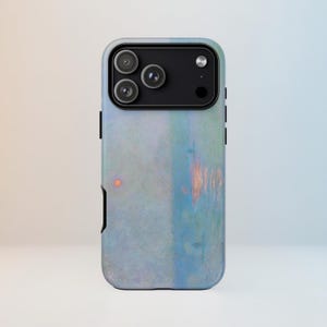 Claude Monet Impression Sunrise Phone Case | Soft Blue Orange Impressionist Art iPhone Samsung Pixel Cover | Misty Harbor Painting Gift