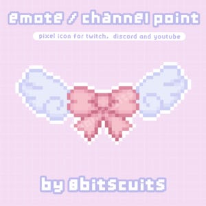 Winged Bow Emote / Channel Point • Pixel Art Tenshi Icon • Cute Jirai Kei Twitch Reward Assets | Discord Emotes | YouTube Livestream Assets