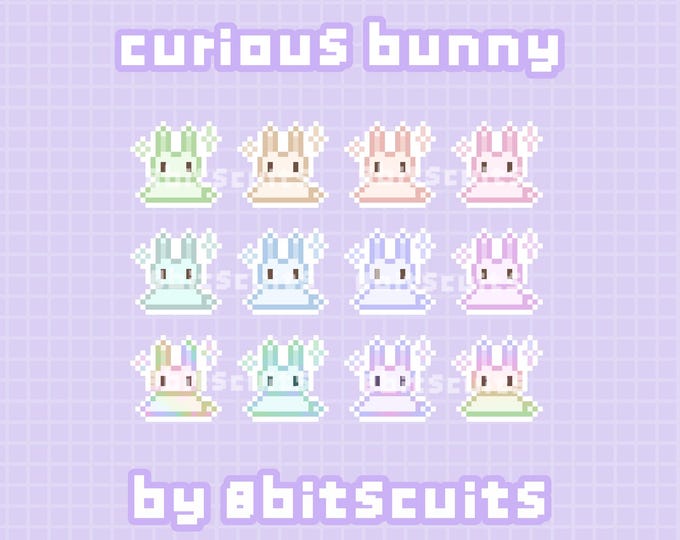 Making Simple Pixel Rabbit Icon Bunny Sub Badges • Pixel Art Icon Pack • Cute Twitch Sub Bit Badges ...