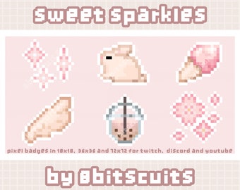 Sweet Sparkles • Pixel Art Icon Pack • Cute Twitch Sub Bit Badges • Desktop Icons • Jirai Kei Angel Wings, Tenshi Aesthetic Valentines Day