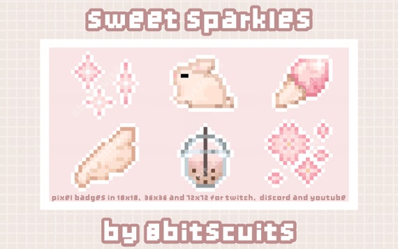 Sweet Sparkles • Pixel Art Icon Pack • Cute Twitch Sub Bit Badges • Desktop Icons • Jirai Kei Angel Wings, Tenshi Aesthetic Valentines Day