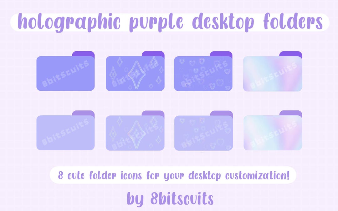 Holographic Purple Desktop Folders • Y2K Desktop Icon Pack for Computer ...