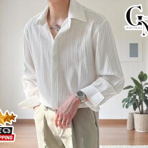Men’s Long-Sleeved Shirt | Stylish Fashion Shirt for Social Events | Classic Shirt for Men | Comfortable Versatile Top for Every Occasion
