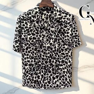 Leopard Print Button-Down Shirt: Lightweight Animal Pattern Beachwear