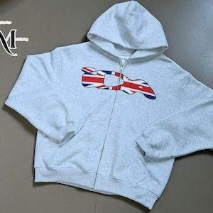 Y2K Graphic Print Zip-Up Hoodie: Retro Streetwear Jacket